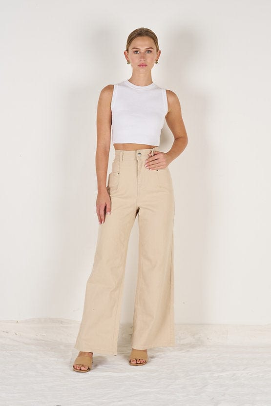 Wakee Denim Flare Leg Ladies Pant - Camel 7130 16