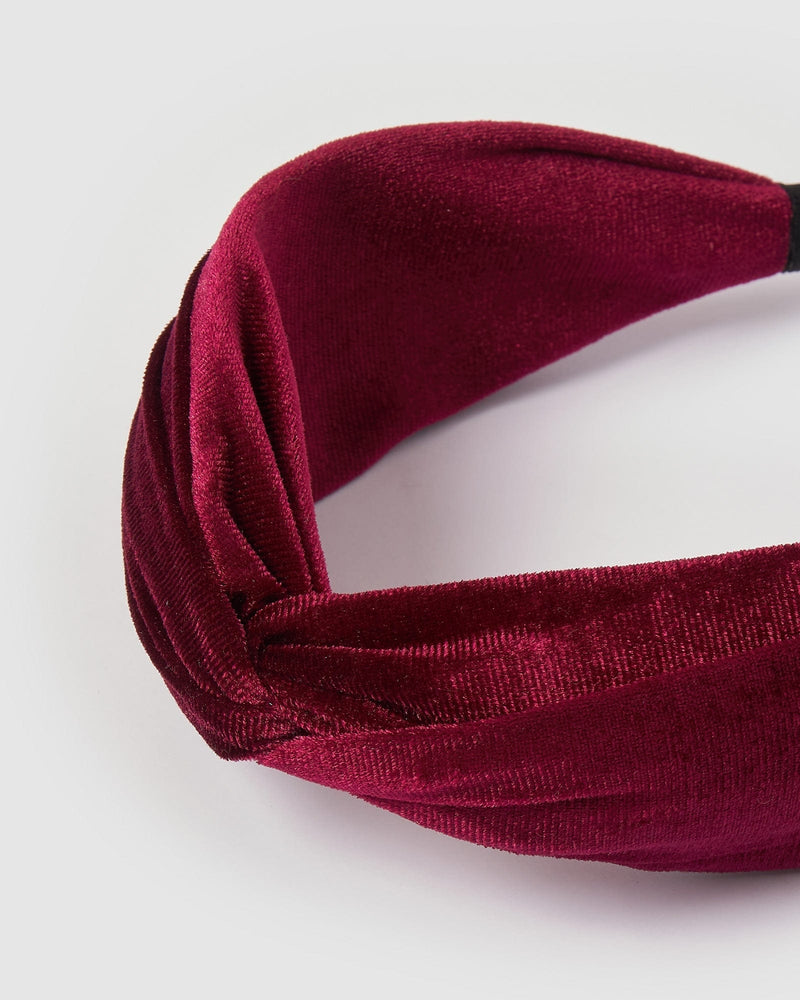 Izoa Melbourne Velvet Headband Burgundy