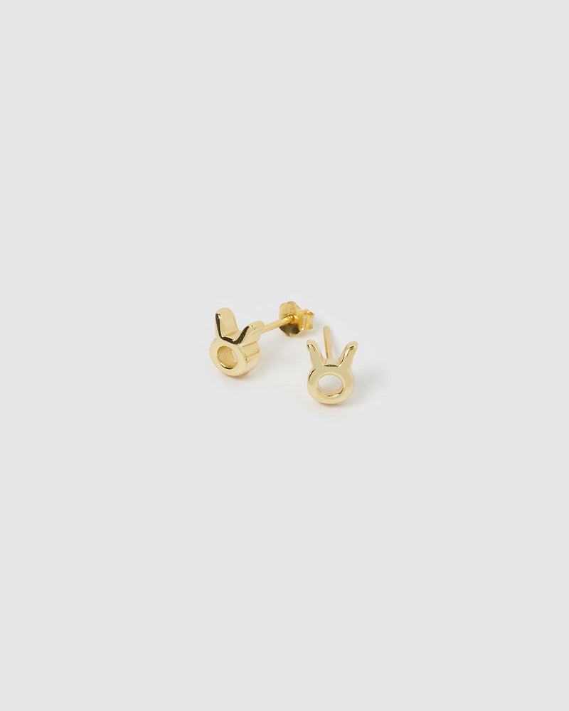 Izoa Taurus Star Sign Symbol Stud Gold