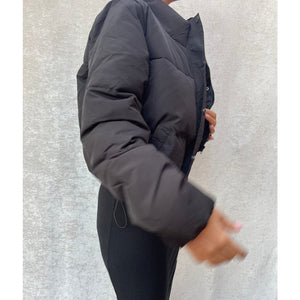 AMARNA Black Cropped Puffer Jacket