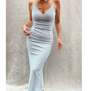 BESSA Baby Blue Bodycon Strappy Midi Dress