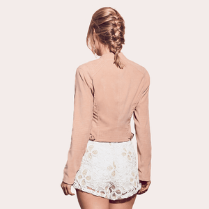 ELIZABETH Nude Long Sleeve Cropped Jacket