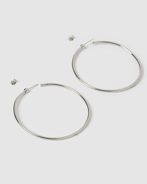 Izoa Alessia Hoop Earrings Silver