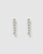 Izoa Alicia Drop Stud Earrings Silver