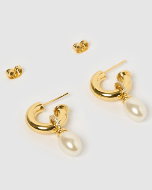 Izoa Alina Earrings Gold Pearl