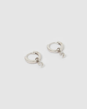 Izoa Alphabet Letter S Huggie Earrings Silver