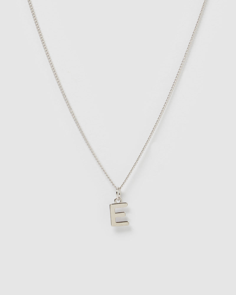 Izoa Alphabet Letter E Necklace Silver