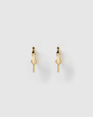 Izoa Alphabet Letter I Huggie Earrings Gold