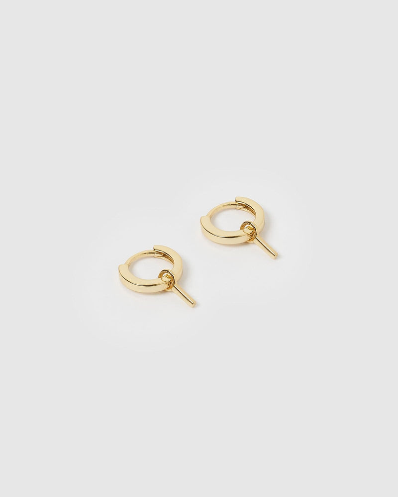 Izoa Alphabet Letter I Huggie Earrings Gold