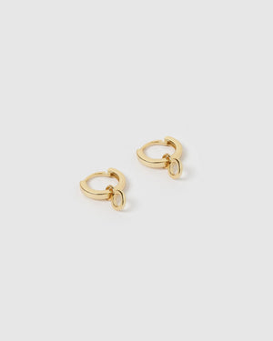 Izoa Alphabet Letter O Huggie Earrings Gold