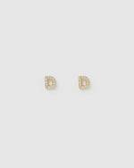 Izoa Alphabet Mini Letter D Stud Earrings Gold