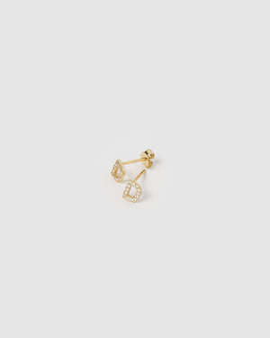 Izoa Alphabet Mini Letter D Stud Earrings Gold