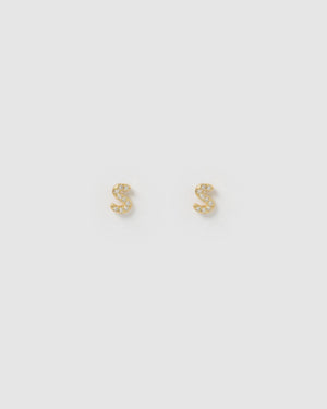 Izoa Alphabet Mini Letter S Stud Earrings Gold