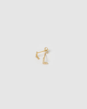 Izoa Alphabet Mini Letter T Stud Earrings Gold