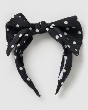 Izoa Angelina Headband Black Polka Dot