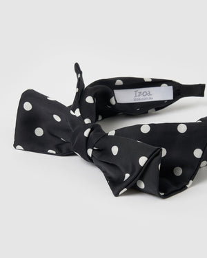 Izoa Angelina Headband Black Polka Dot