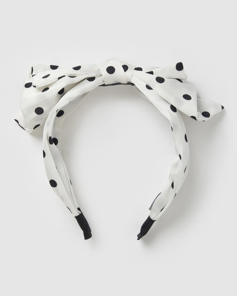 Izoa Angelina Headband White Polka Dot