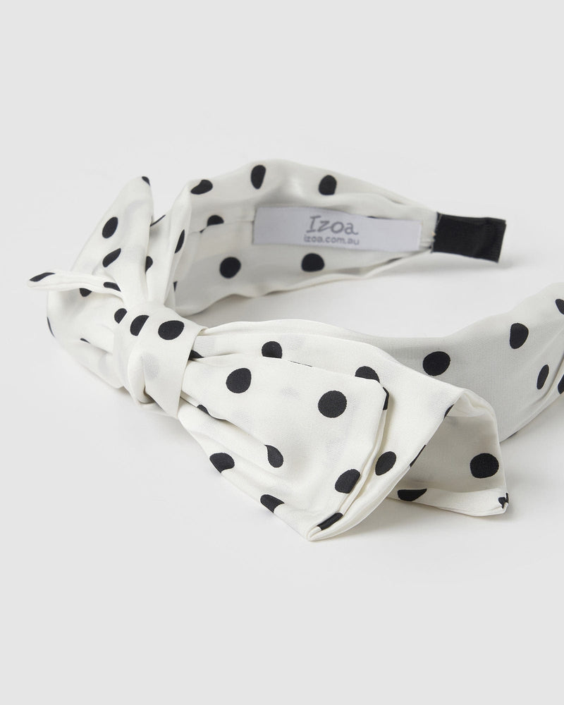 Izoa Angelina Headband White Polka Dot