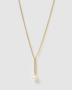 Izoa Necklaces Izoa Angie Pearl Necklace IZ-ANGIENECK-GLDPRL