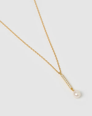 Izoa Necklaces Izoa Angie Pearl Necklace IZ-ANGIENECK-GLDPRL