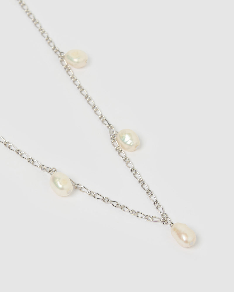 Izoa Anjelica Freshwater Pearl Necklace Silver