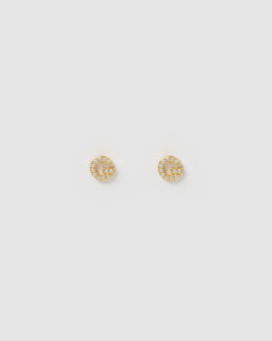 Izoa Alphabet Mini Letter G Stud Earrings Gold