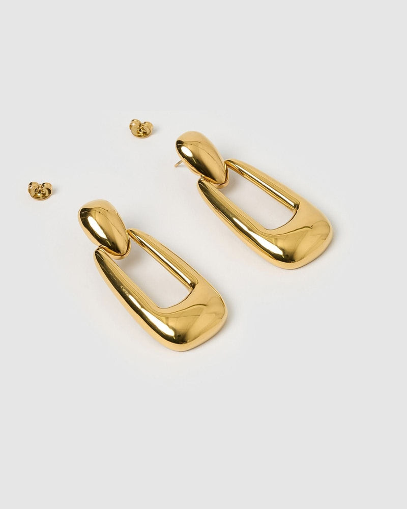 Izoa Aria Drop Stud Earrings Gold