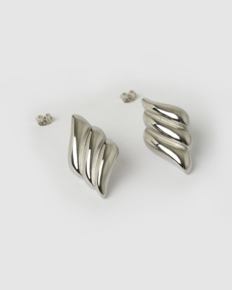 Izoa Ash Stud Earrings Silver