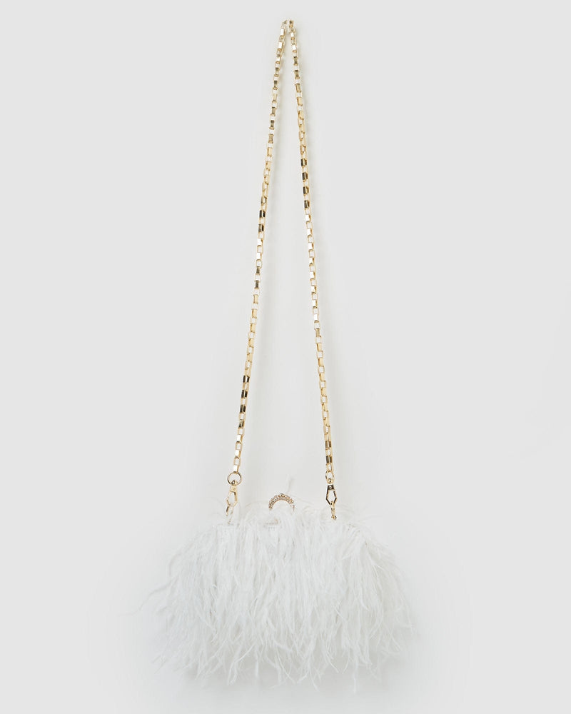 Izoa Beatrice Clutch Faux Feather