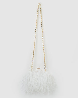 Izoa Beatrice Clutch Faux Feather