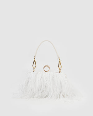 Izoa Beatrice Clutch Faux Feather