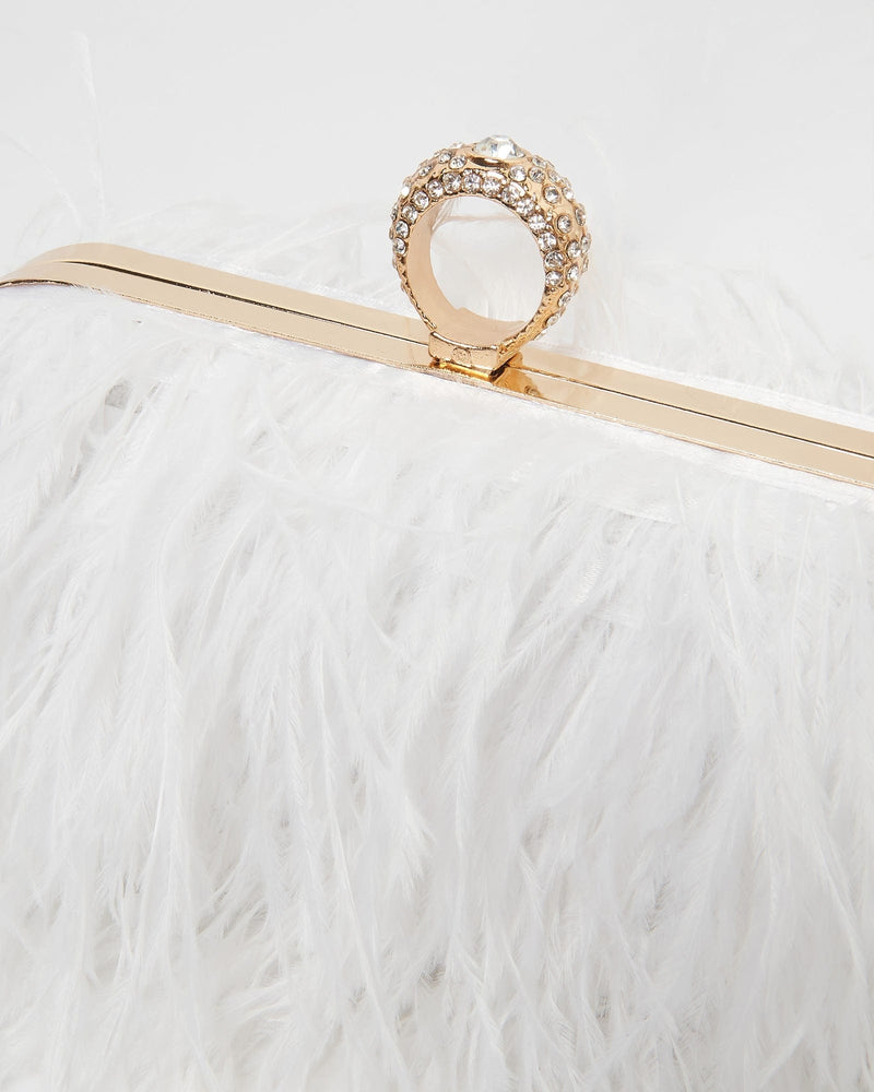 Izoa Beatrice Clutch Faux Feather