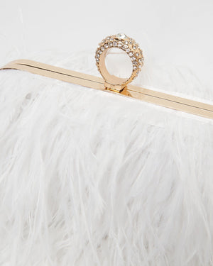 Izoa Beatrice Clutch Faux Feather