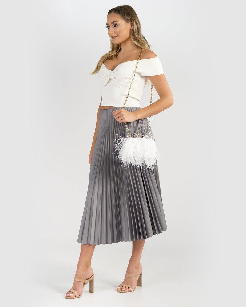 Izoa Beatrice Clutch Faux Feather