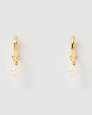 Izoa Becca Mini Earrings Gold Pearl