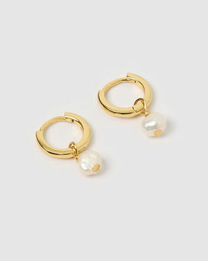 Izoa Becca Mini Earrings Gold Pearl