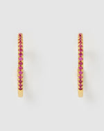 Izoa Belle Hoop Earrings Gold Pink