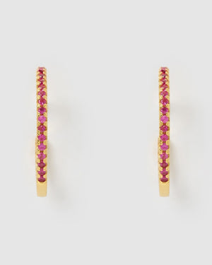 Izoa Belle Hoop Earrings Gold Pink