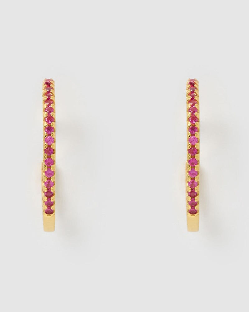 Izoa Belle Hoop Earrings Gold Pink