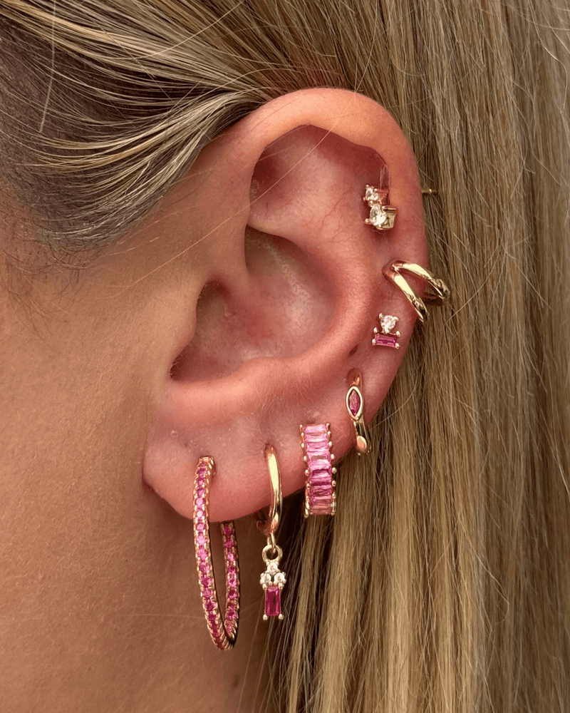 Izoa Belle Hoop Earrings Gold Pink