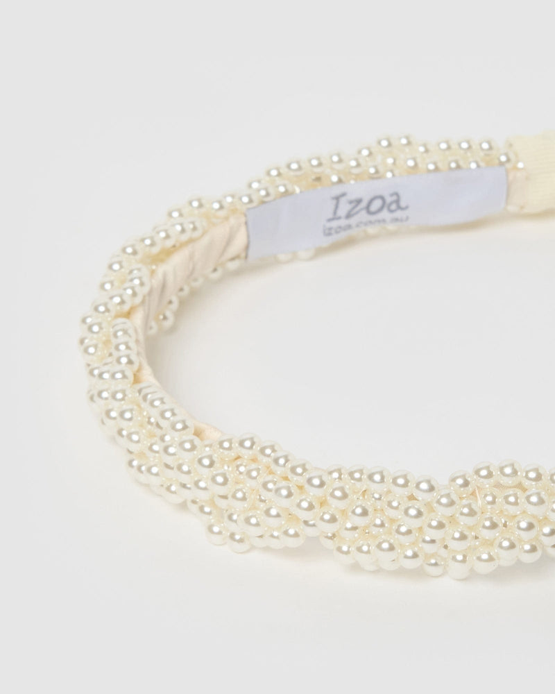 Izoa Bianca Headband White Pearl