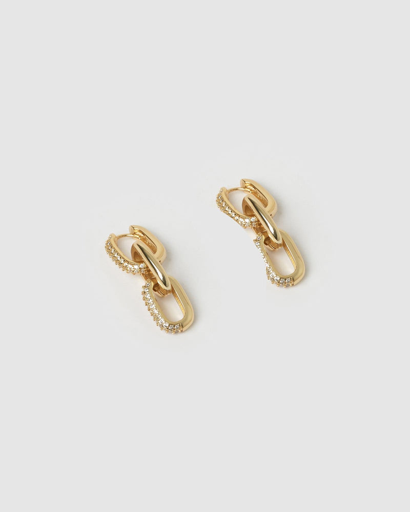 Izoa Brooke Link Drop Earrings Gold