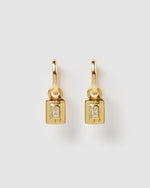 Izoa Cairo Huggie Earrings Gold Clear