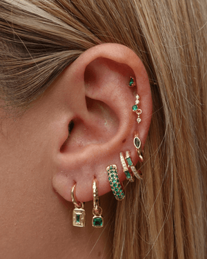 Izoa Cairo Huggie Earrings Gold Green