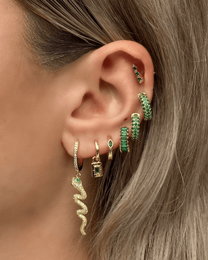 Izoa Cairo Huggie Earrings Gold Green