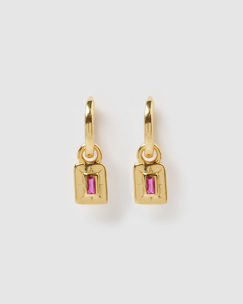 Izoa Cairo Huggie Earrings Gold Pink