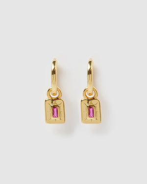 Izoa Cairo Huggie Earrings Gold Pink