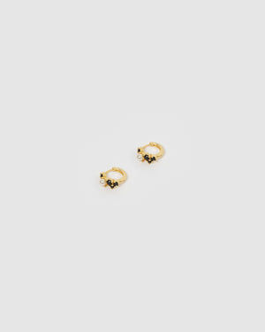 Izoa Earrings Izoa Carina Huggie Gold Black IZ-CARINAHUG-GLDBLK