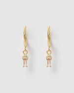 Izoa Carissa Huggie Earrings Gold Baby Pink