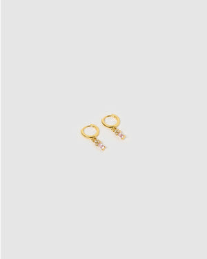 Izoa Carissa Huggie Earrings Gold Baby Pink